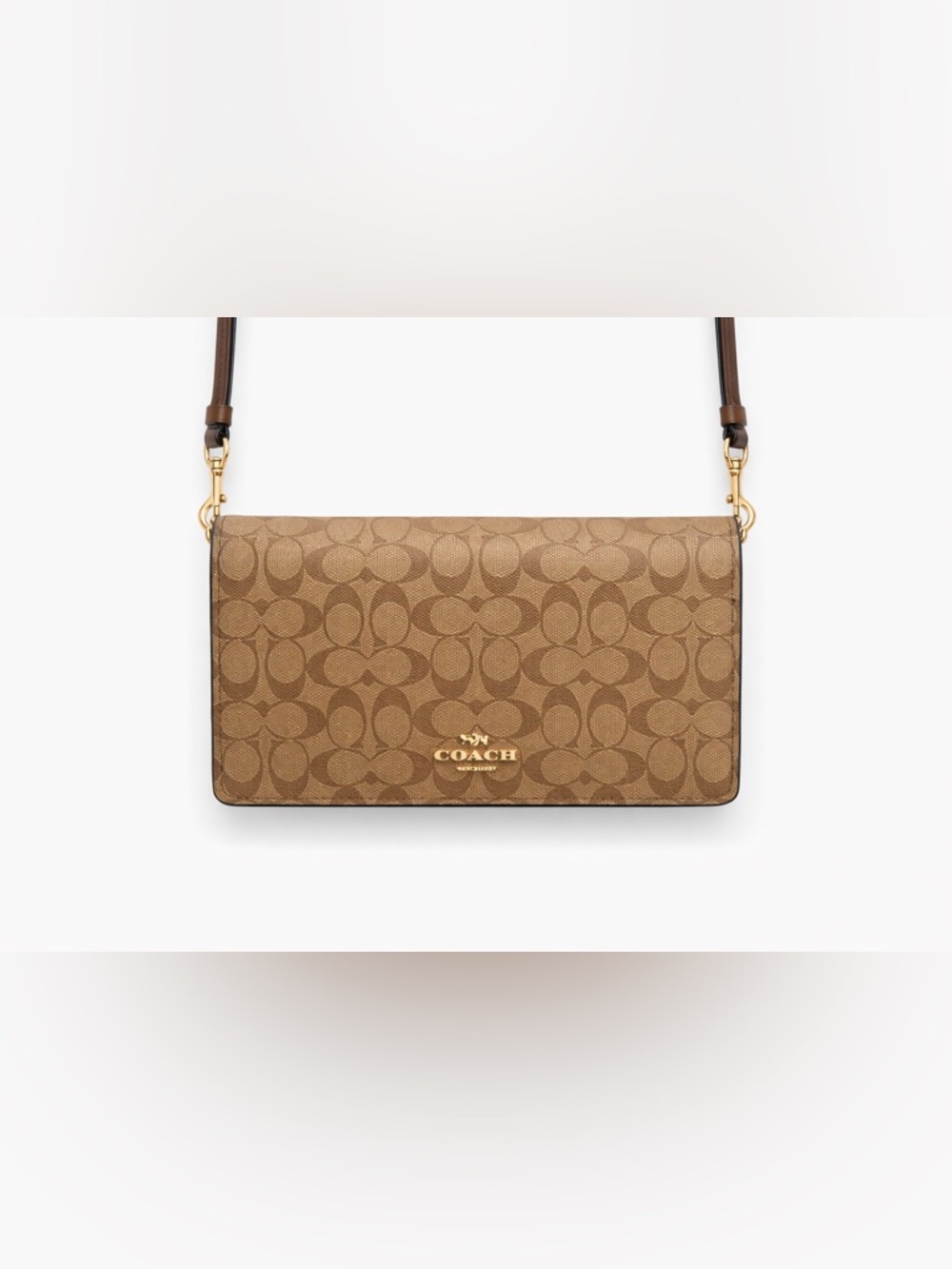 Coach Anna Foldover Clutch Crossbody – Style 3037 – Gold/Black